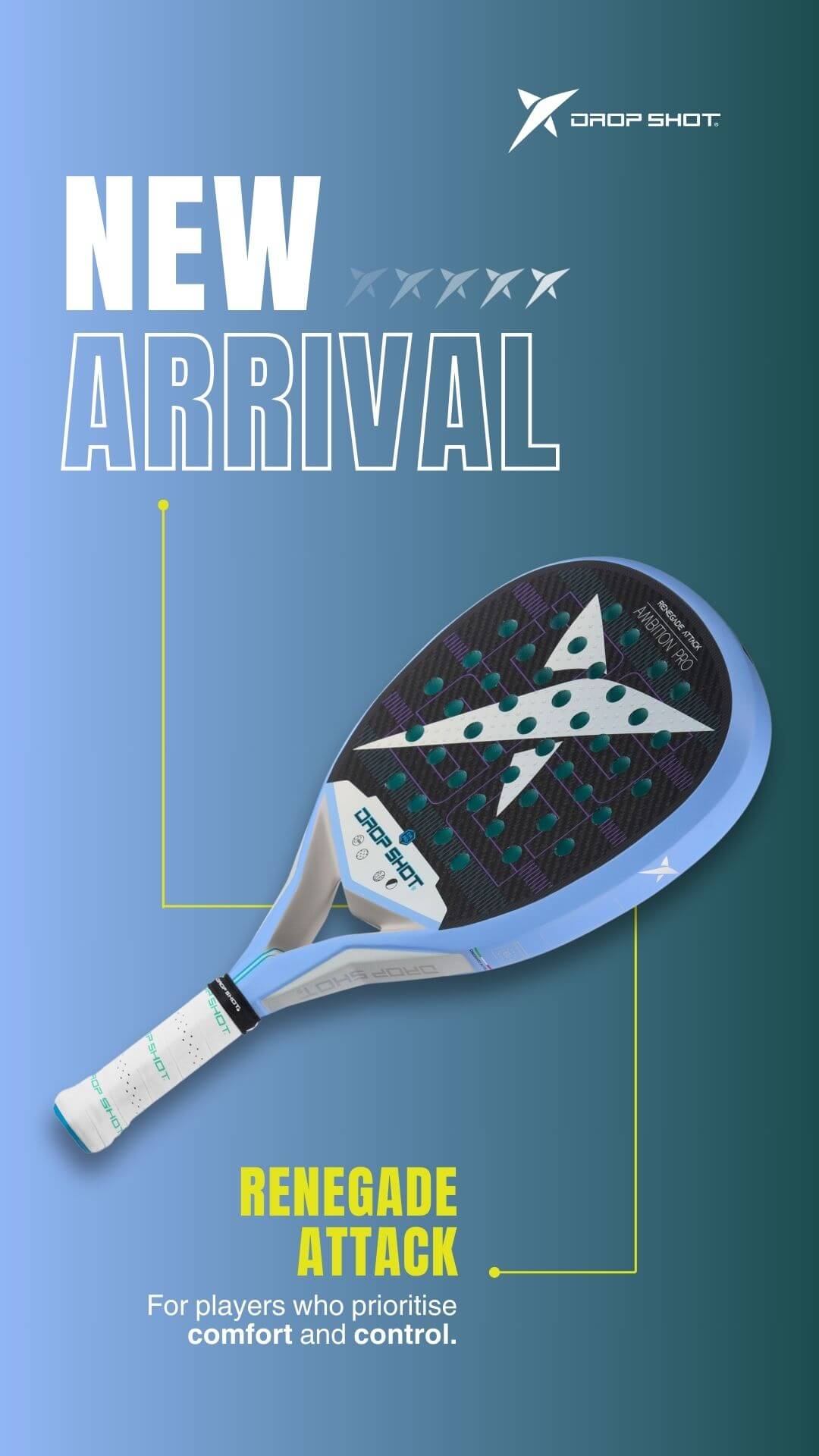 renegade attack buy online drop shot south africa padel racket