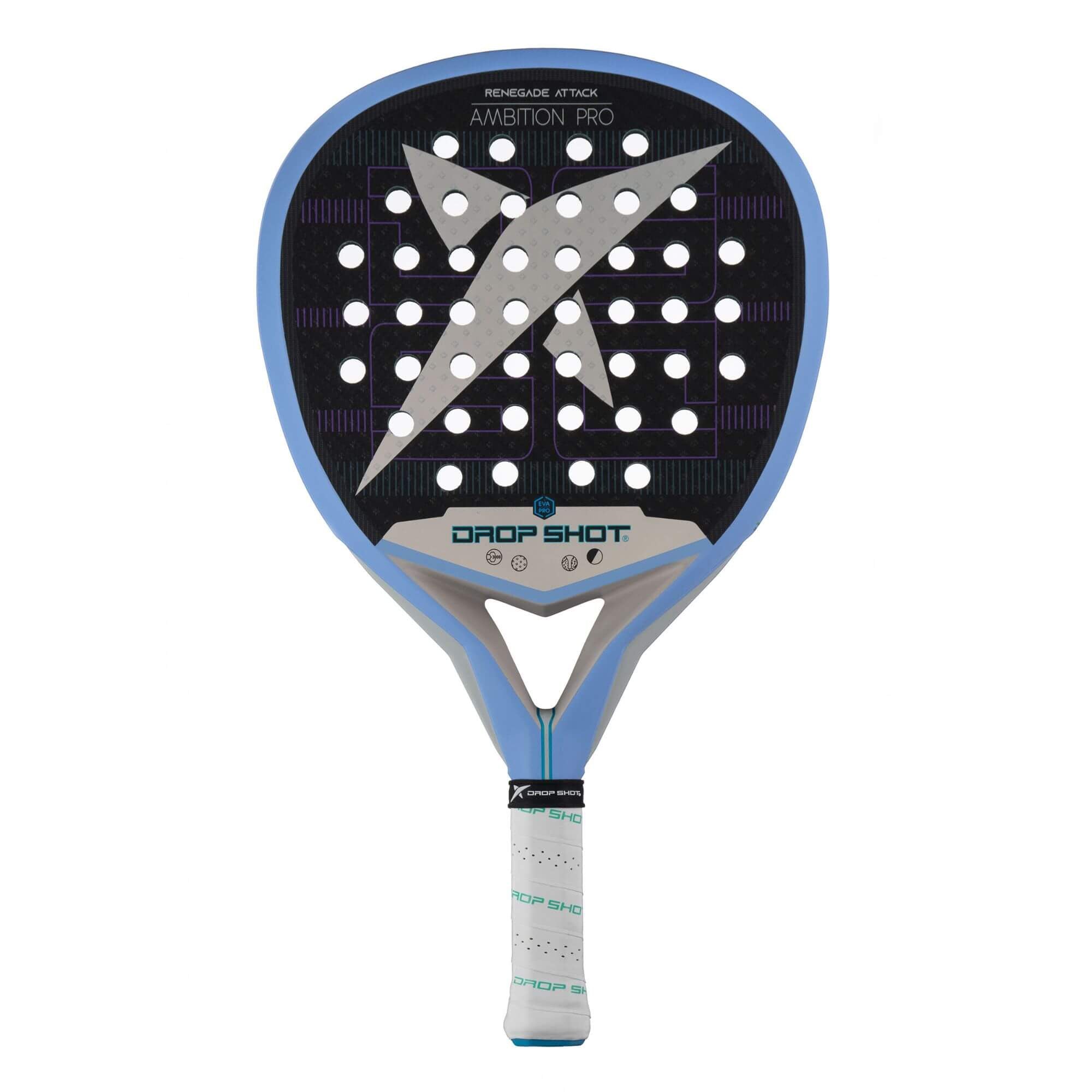 drop shot padel tennis racket renegade attack 24 blue grey