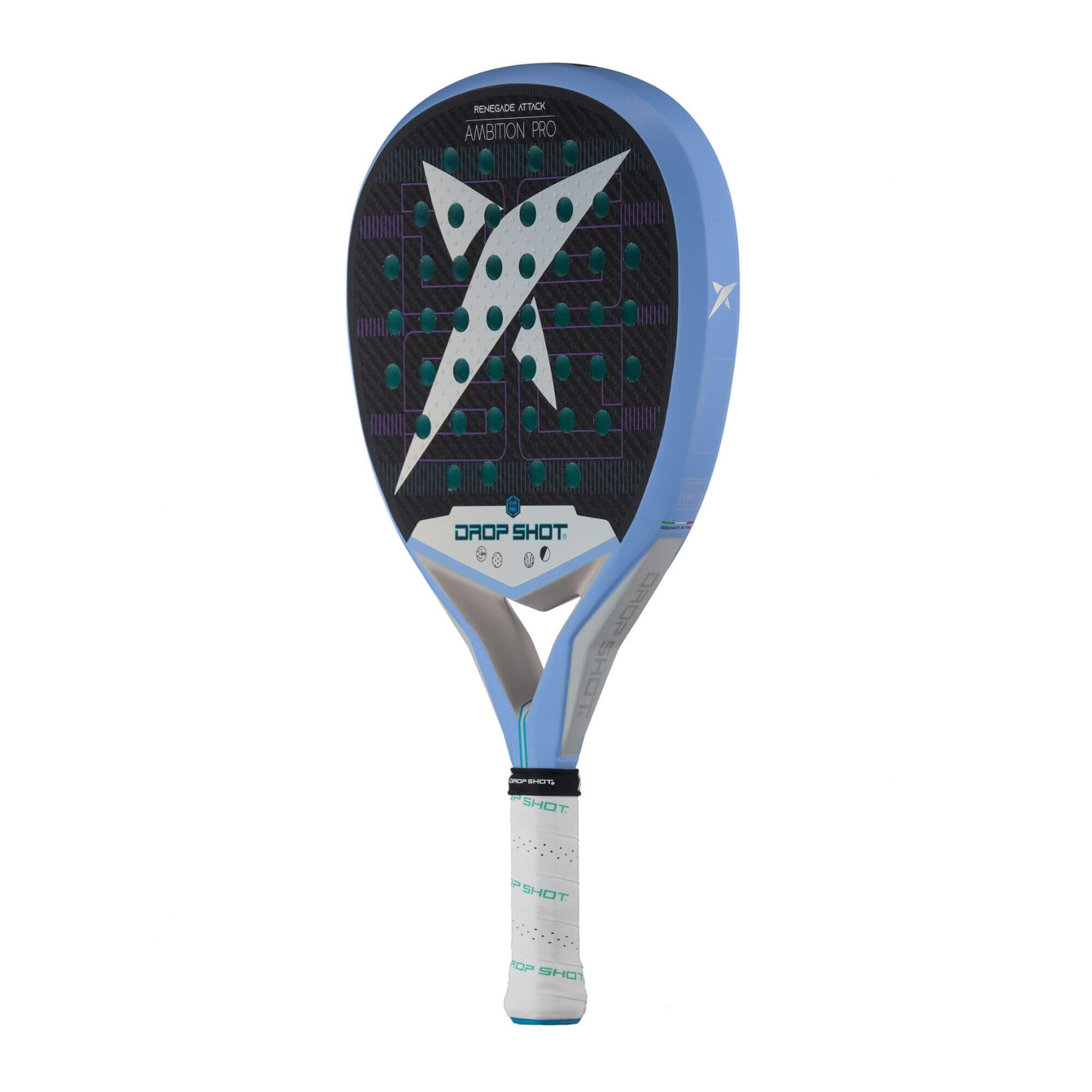 drop shot padel tennis racket renegade attack 24 blue grey