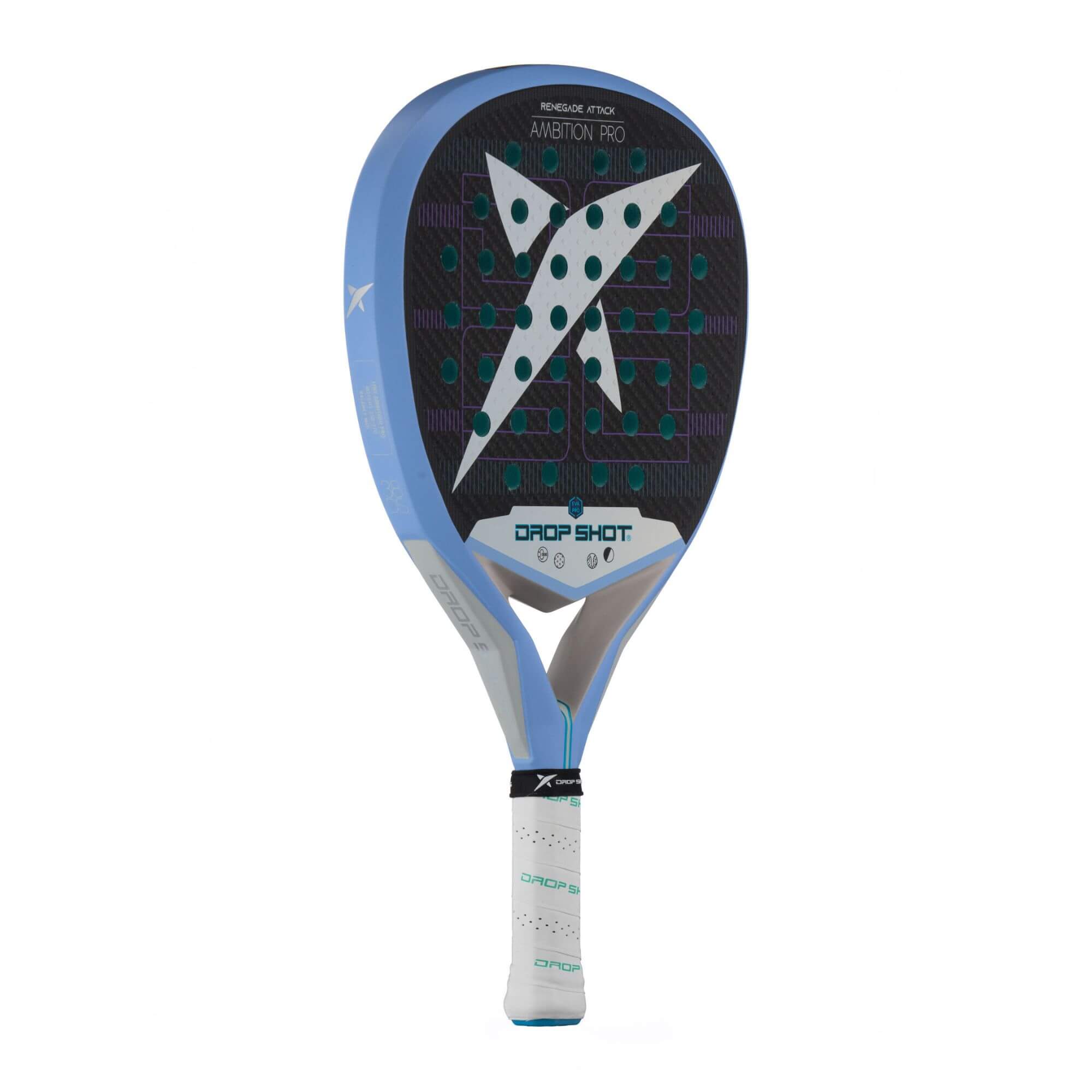 drop shot padel tennis racket renegade attack 24 blue grey